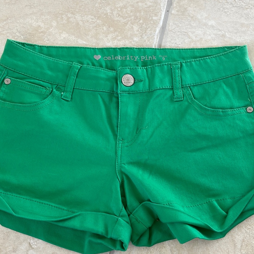 Celebrity Pink Green Shorts Size 9
